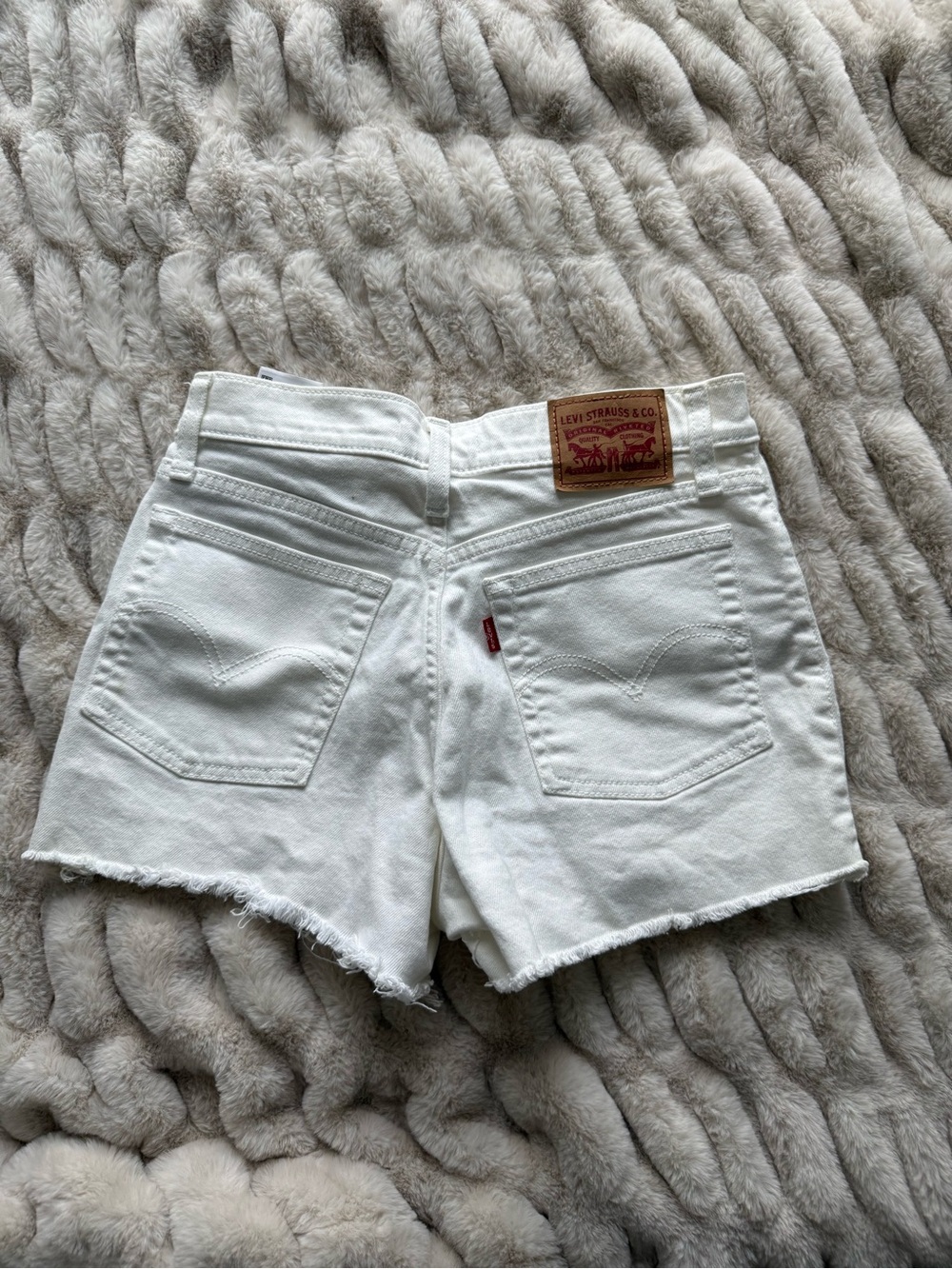 Levi's White Raw-Hem Denim Shorts